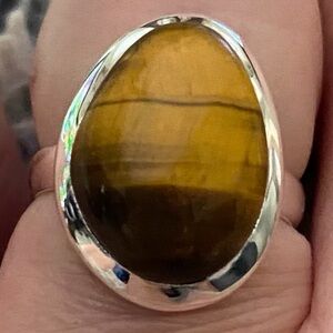 SALE! Tiger’s Eye Ring set in 925 Sterling Silver size 8